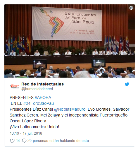 Presidentes presentes en el Foro de Sao Paulo