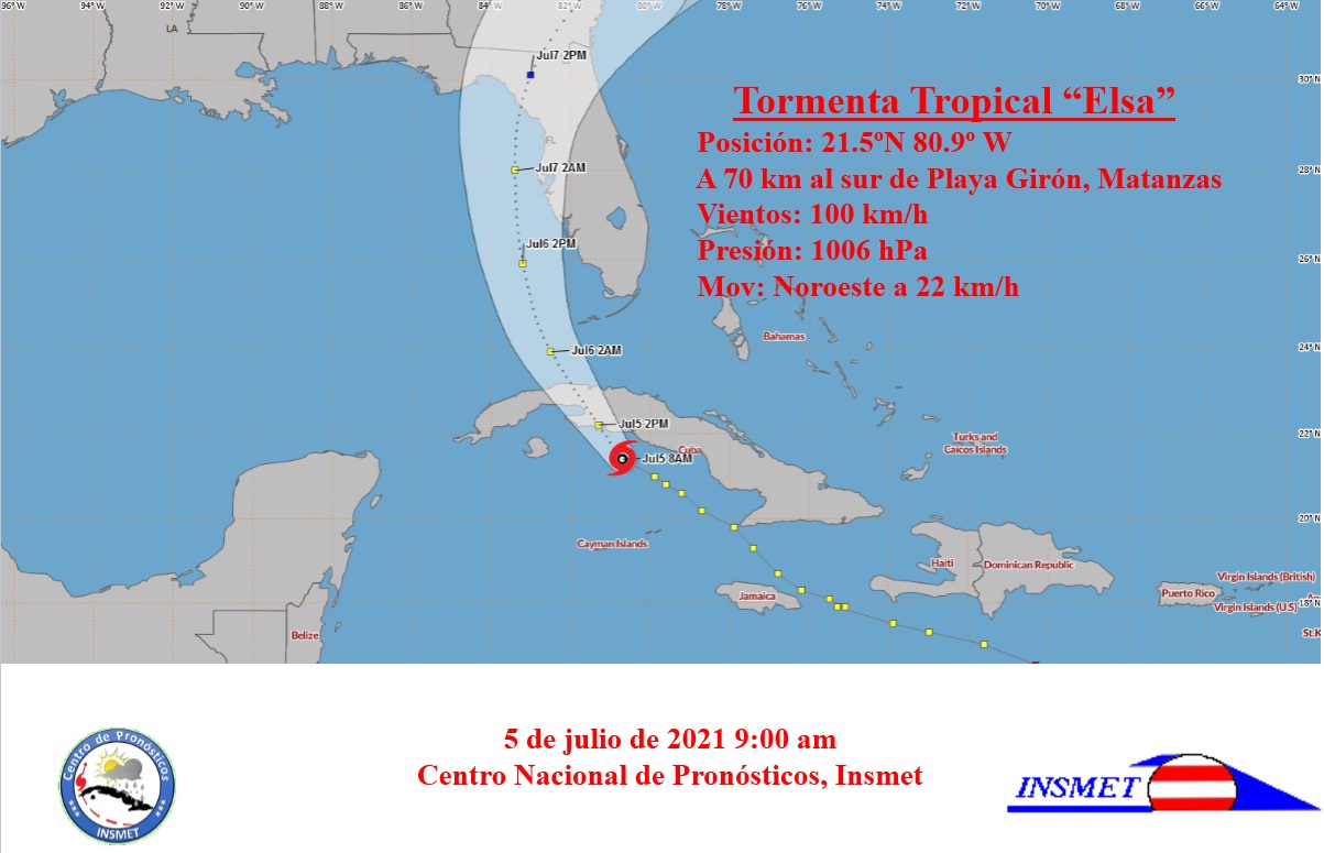 Trayectoria de la tormenta Elsa