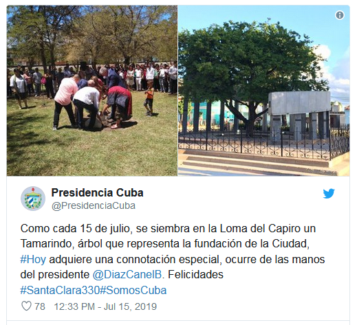 El presidente de los Consejos de Estado y de Ministros Miguel Díaz-Canel Bermúdez participó en la tradicional siembra del tamarindo en la Loma del Capiro El presidente de los Consejos de Estado y de Ministros Miguel Díaz-Canel Bermúdez participó en la tradicional siembra del tamarindo en la Loma del Capiro