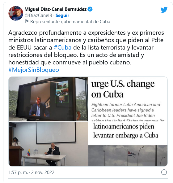 Mensaje de agradecimeinto de Miguel Díaz Canel Mensaje de agradecimeinto de Miguel Díaz Canel