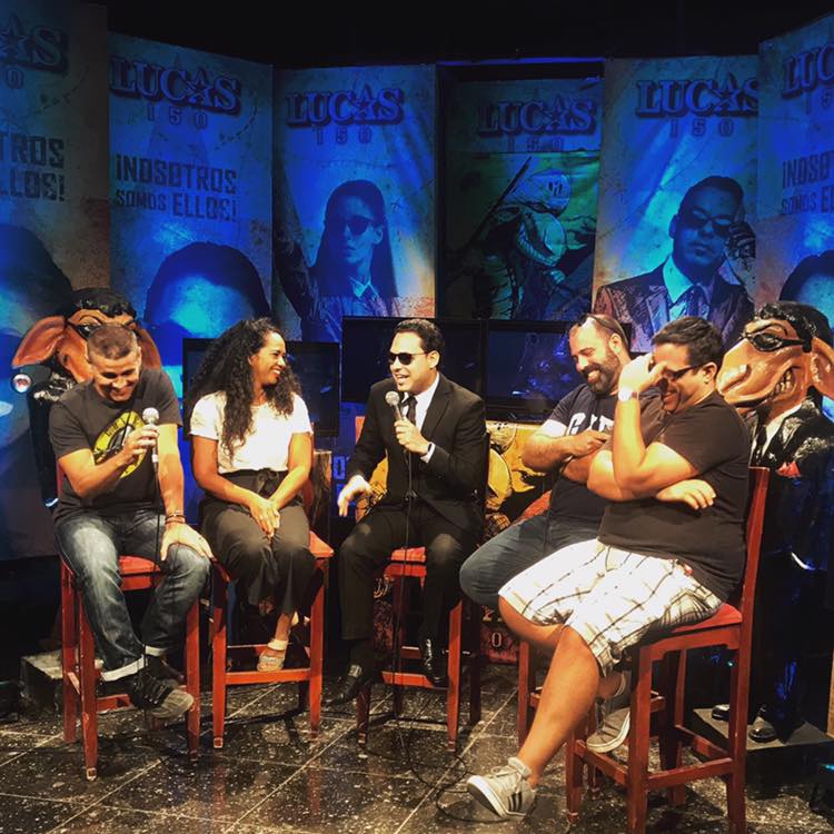 Eme Alfonso y los realizadores del video clip en el Programa Lucas . (Foto: Facebook de la artista). 