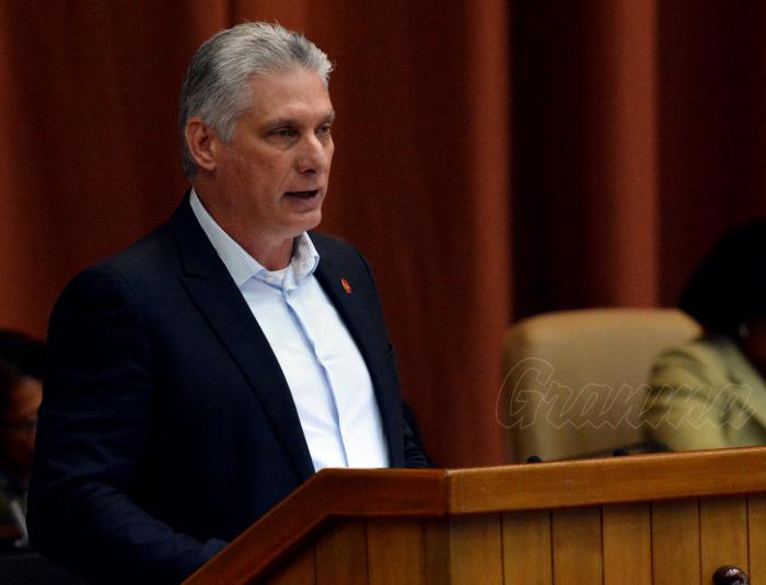 Presidente de los Consejos de Estado y de Ministros, Miguel Diaz-Canel Bermúdez, al clausurar el III periodo Ordinario de Sesiones de la IX legislatura de la Asamblea Nacional del Poder Popular