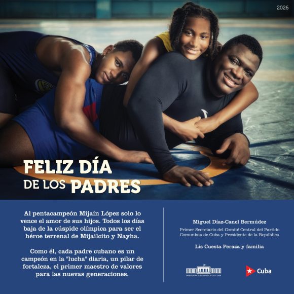 Mijain con sus hijos